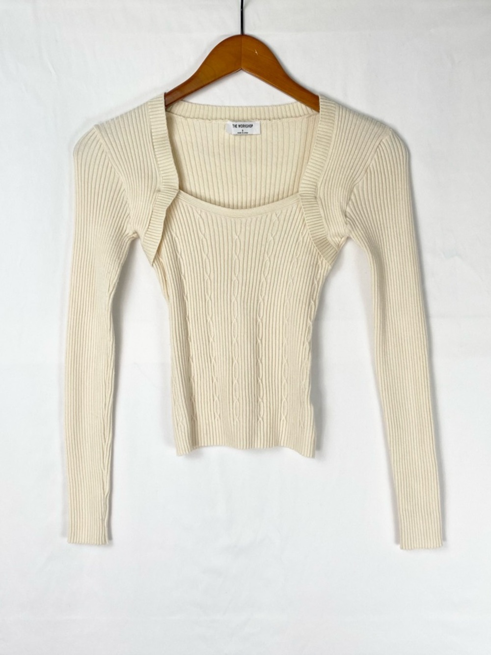 The‎ Workshop Ribbed Square Neck Long Sweater Size Small Cream